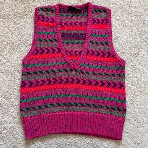 Vintage Liz Sport Fair Isle Geo Print Retro Sweater Vest Women’s Size M